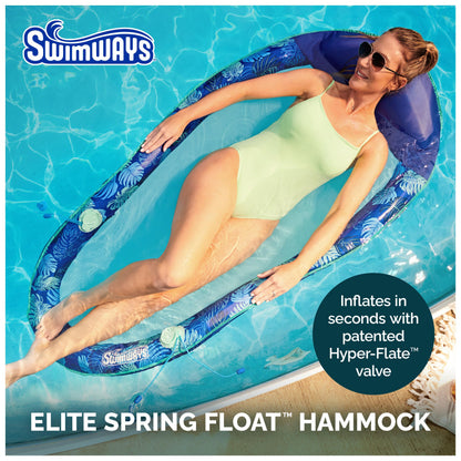 Swimways Elite Spring Float Hammock Pool Lounger, Inflatable Pool Floats Adult with Fast Inflation, Pool Hammock for Adults up to 250 lbs SwimWays