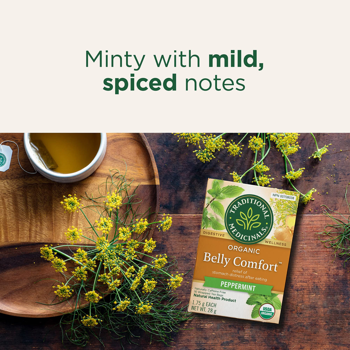 Traditional Medicinals - Organic Belly Comfort Peppermint Herbal Tea (Pack of 6) - Contains Ginger, Fennel and Lemon Balm for Digestive Support - 96 Tea Bags Total 🍁 All In One Marketplace Canada