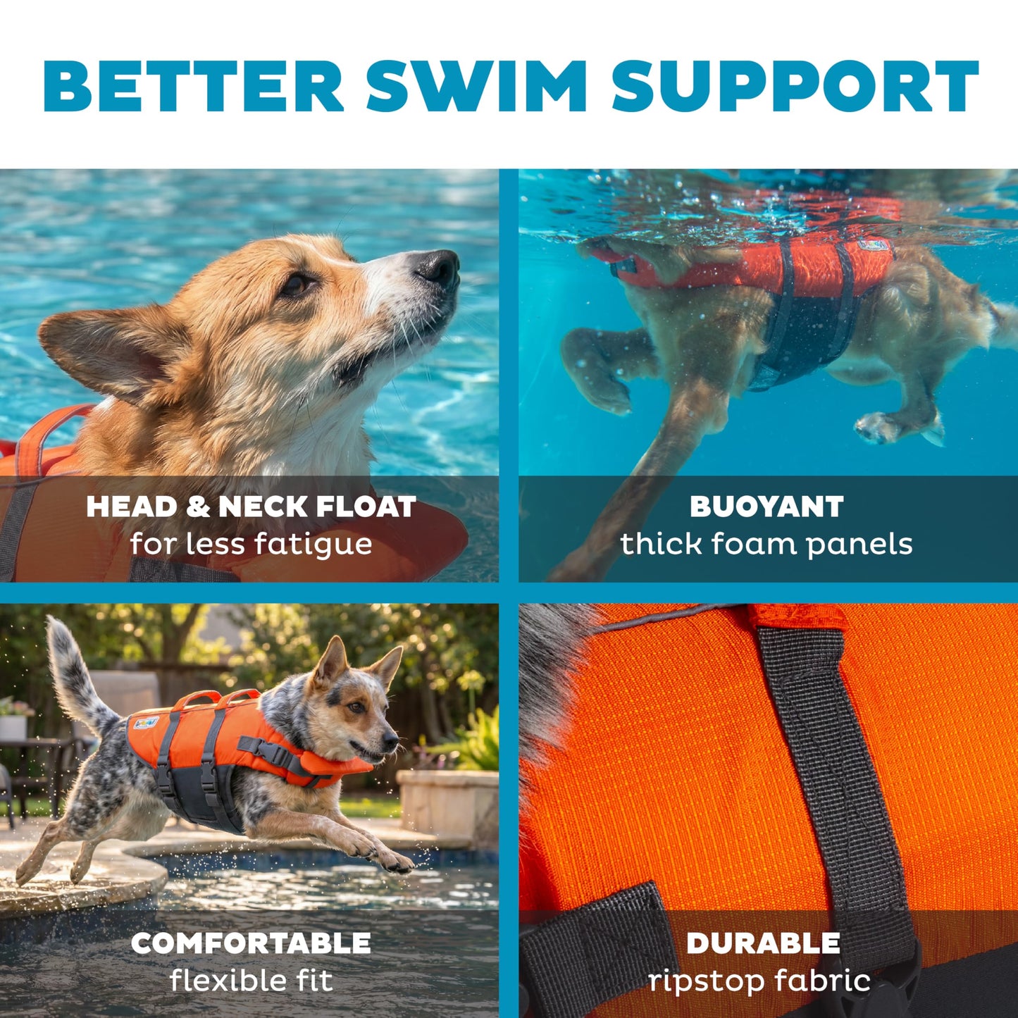 Outward Hound Granby Splash Orange Dog Life Jacket, Medium