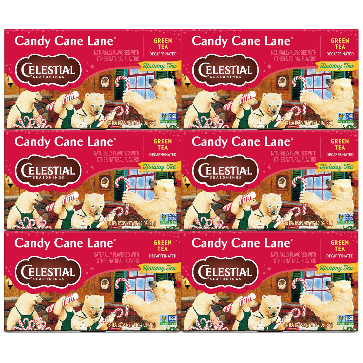 Celestial Seasonings Candy Cane Lane Decaf Holiday Tea, 20 Tea Bags per box, (Pack of 6) 🍁 All In One Marketplace Canada