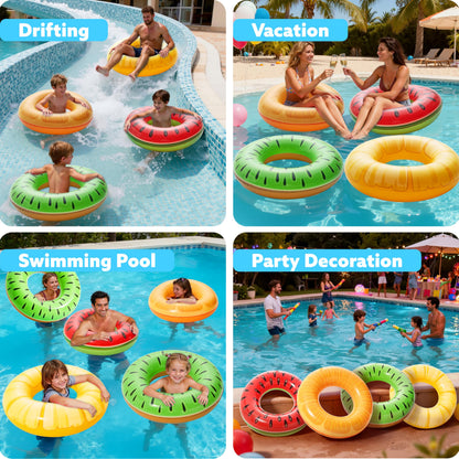 Sloosh 4 Pack Inflatable Pool Floats Pool Rings Swimming Tubes Swimming Toys Beach Swimming Party Toys for Kids and Adults
