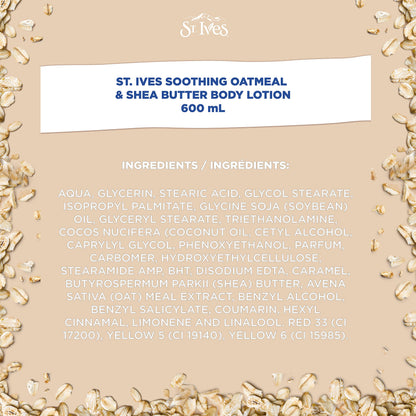 St. Ives Soothing Oatmeal & Shea Butter Body Lotion 4 x 600 mL ST. Ives