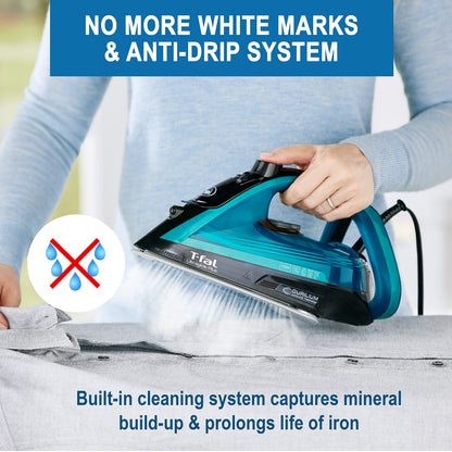 T-Fal Ultraglide Steam Iron for Clothes Durilium Soleplate, Precision Tip, Anti-Drip, Auto-Off 1800 Watts Ironing, Steaming - Available at All In One Marketplace Canada