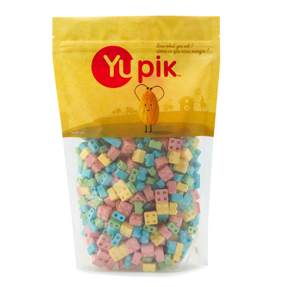 Yupik Candy Blox, 1 kg, paquet de 6, bonbons pressés, sans gluten, casher, saveurs fruitées, friandises en forme de briques, recharges pour distributeurs de bonbons, amusant et nostalgique, idéal pour offrir, Halloween et fêtes