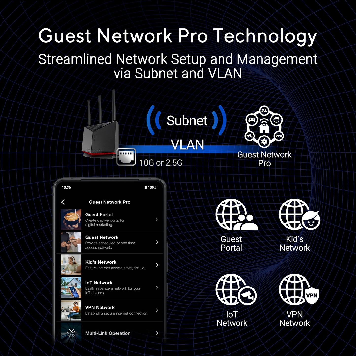 ASUS RT-BE86U WiFi 7 Gaming Router, 10G WAN, 6.8 Gbps, Mesh VPN Compatible Asus