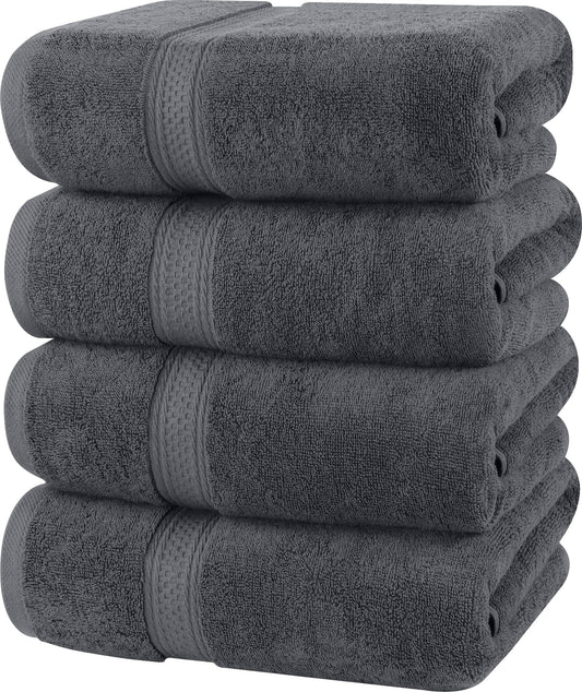 Utopia Towels 4 Pack Premium Bath Towels Set, 27 by 54 Inches, 100% Ring Spun Cotton 600GSM, Lightweight and Highly Absorbent Quick Drying Towels, Perfect for Daily Use, Grey - Available at All In One Marketplace Canada