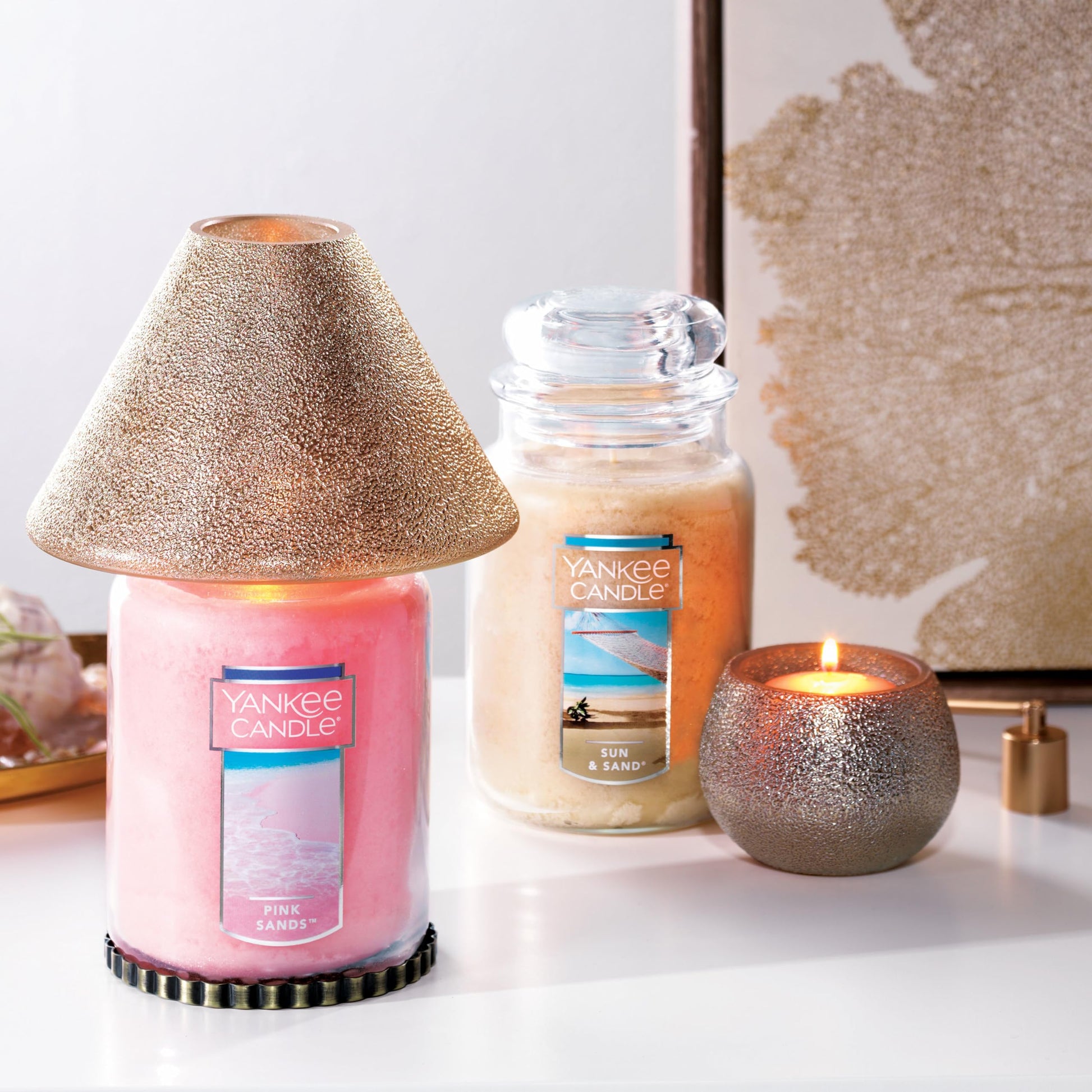 Yankee Candle Scented Candle, Pink Sands, Original Large Jar Candle, 110-150 Hours of Burn Time, 22 oz.
