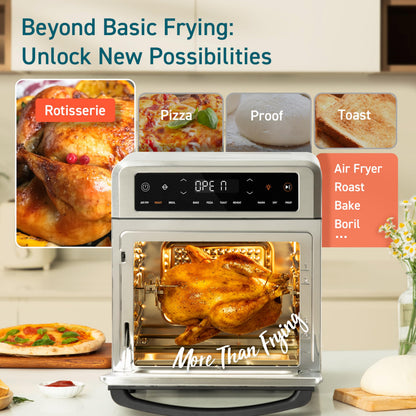 Cosori 11-in-1 Air Fryer Oven, 13Qt Small Footprint Airfryer combo with Rotisserie, Toast, Bake, Roast, Reheat Functions and more, Recipe Book & 6 Accessories Included, Perfect for Small Contertop - Available at All In One Marketplace Canada