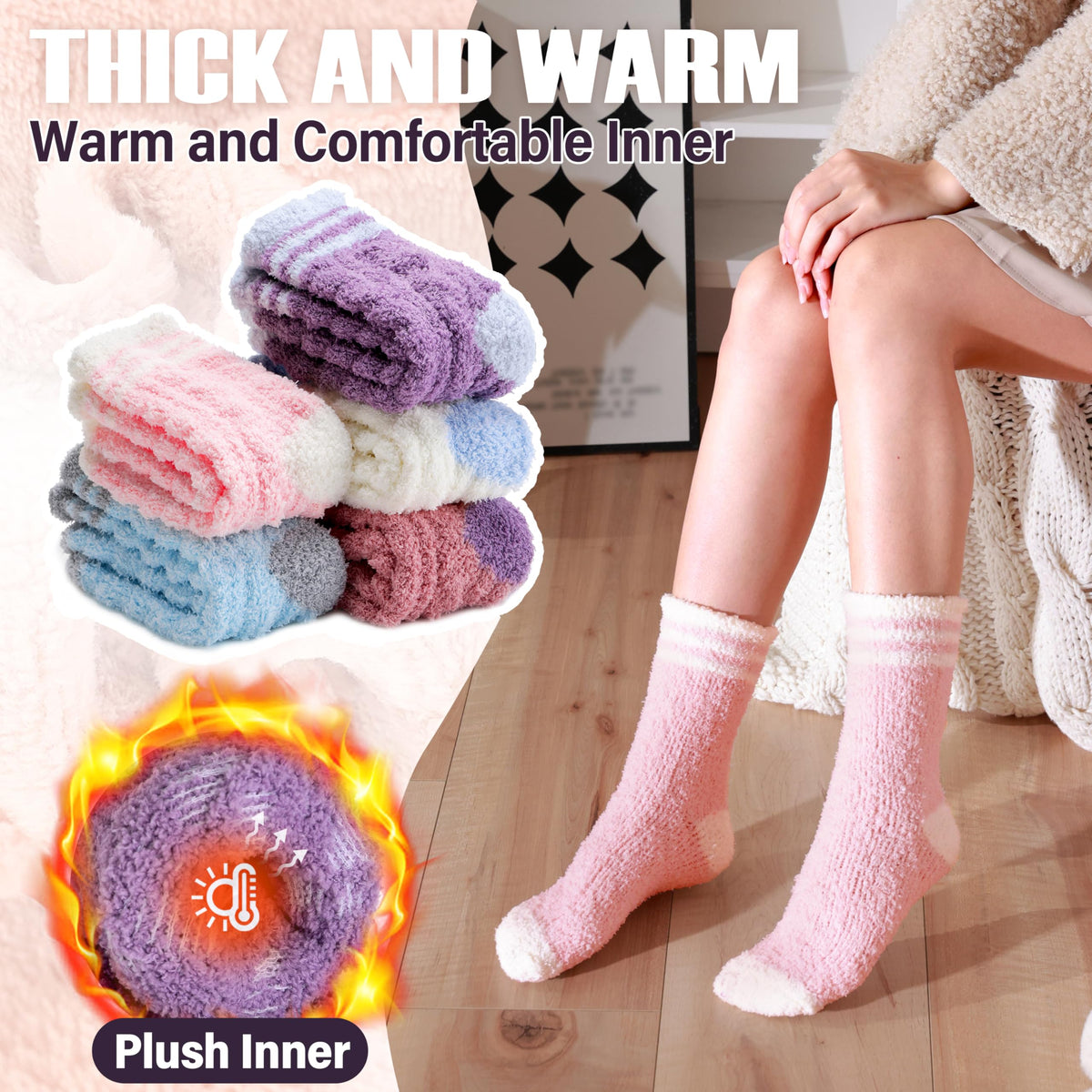 ANTSANG Womens Fuzzy Socks, Fluffy Cozy Winter Comfy Fleece Slipper Socks 🍁 All In One Marketplace Canada