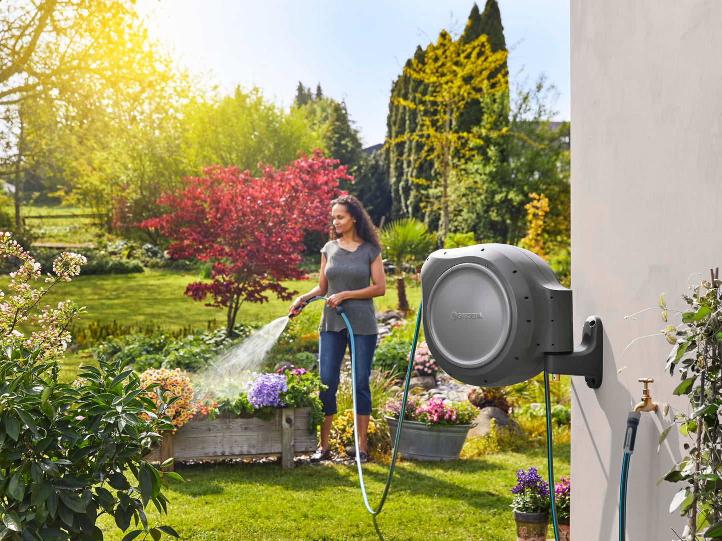 Gardena 20500-80, 50 ft. Wall-Mounted Auto-Retractable Hose Reel, Frost-Proof, RollControl Technology for Safe and Slow retraction 🍁 All In One Marketplace Canada