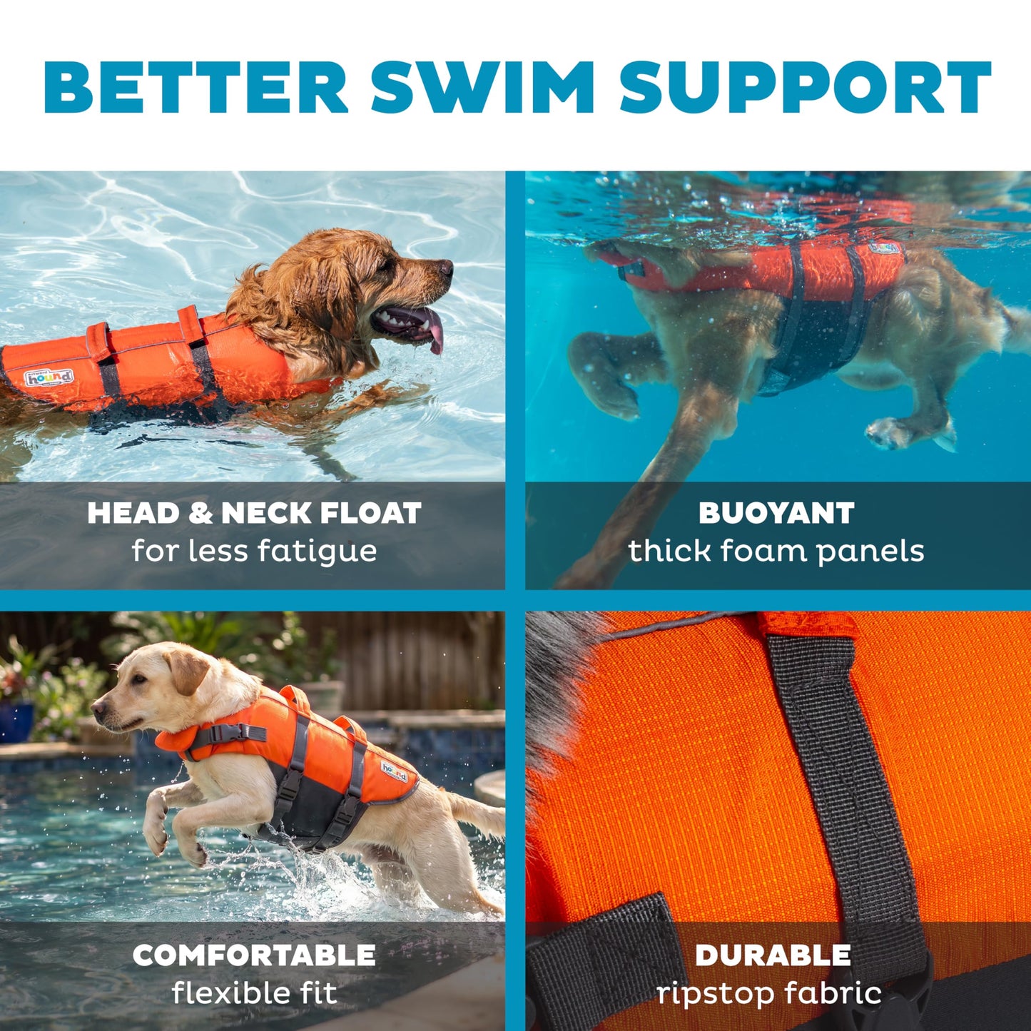 Outward Hound Granby Splash Orange Dog Life Jacket, Large