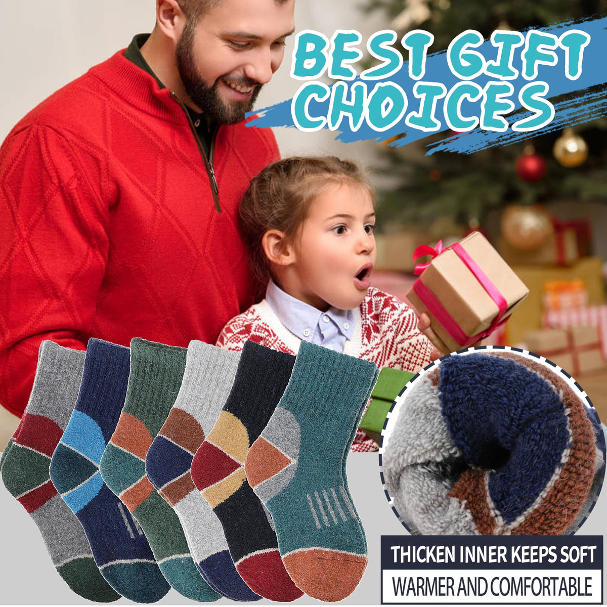 Kids Merino Wool Hiking Socks Boys Toddlers Thermal Winter Thick Warm Crew Cushion Socks Gift Stocking Stuffers for Kids 6 Pairs 4 5 6 7 8 9 10 11 12 Years(Assorted,4-7 Y) 🍁 All In One Marketplace Canada