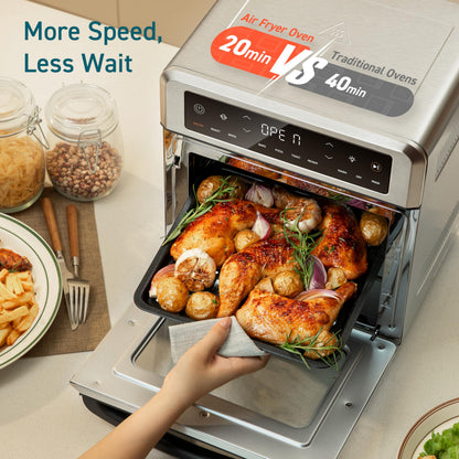 Cosori 11-in-1 Air Fryer Oven, 13Qt Small Footprint Airfryer combo with Rotisserie, Toast, Bake, Roast, Reheat Functions and more, Recipe Book & 6 Accessories Included, Perfect for Small Contertop - Available at All In One Marketplace Canada