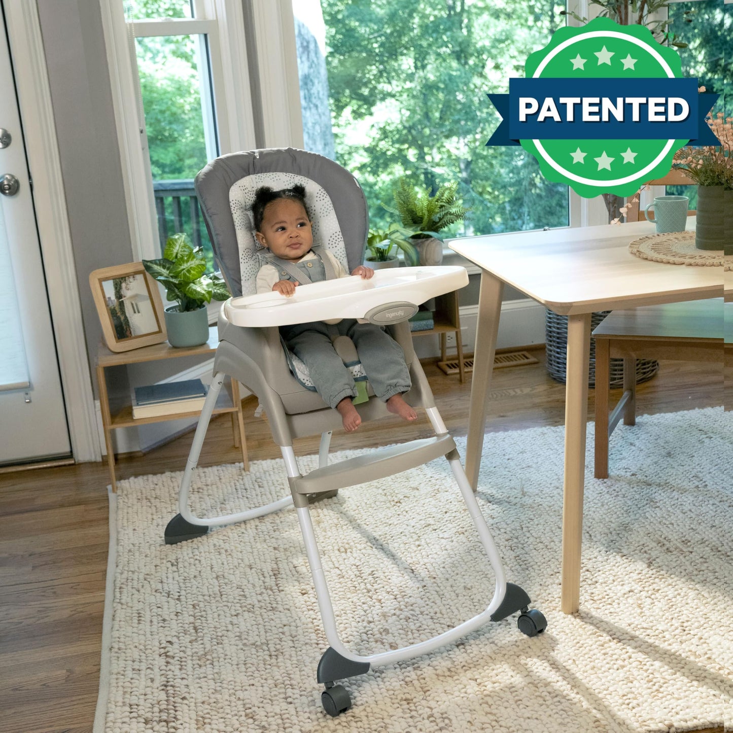 Ingenuity Full Course 6-in-1 High Chair - Baby to 5 Years Old, 6 Convertible Modes, 2 Dishwasher Safe Trays - Astro
