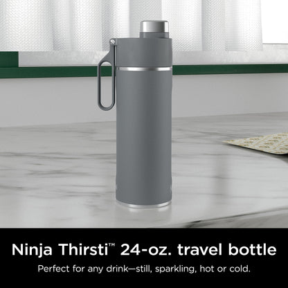 Ninja Thirsti 24oz Travel Bottle for Sparkling Drinks, Fizzier Longer, Leak Proof, 24 Hours Cold, Dishwasher Safe, Insulated Tumbler, Grey, DW2401CGY (Canadian Version)
