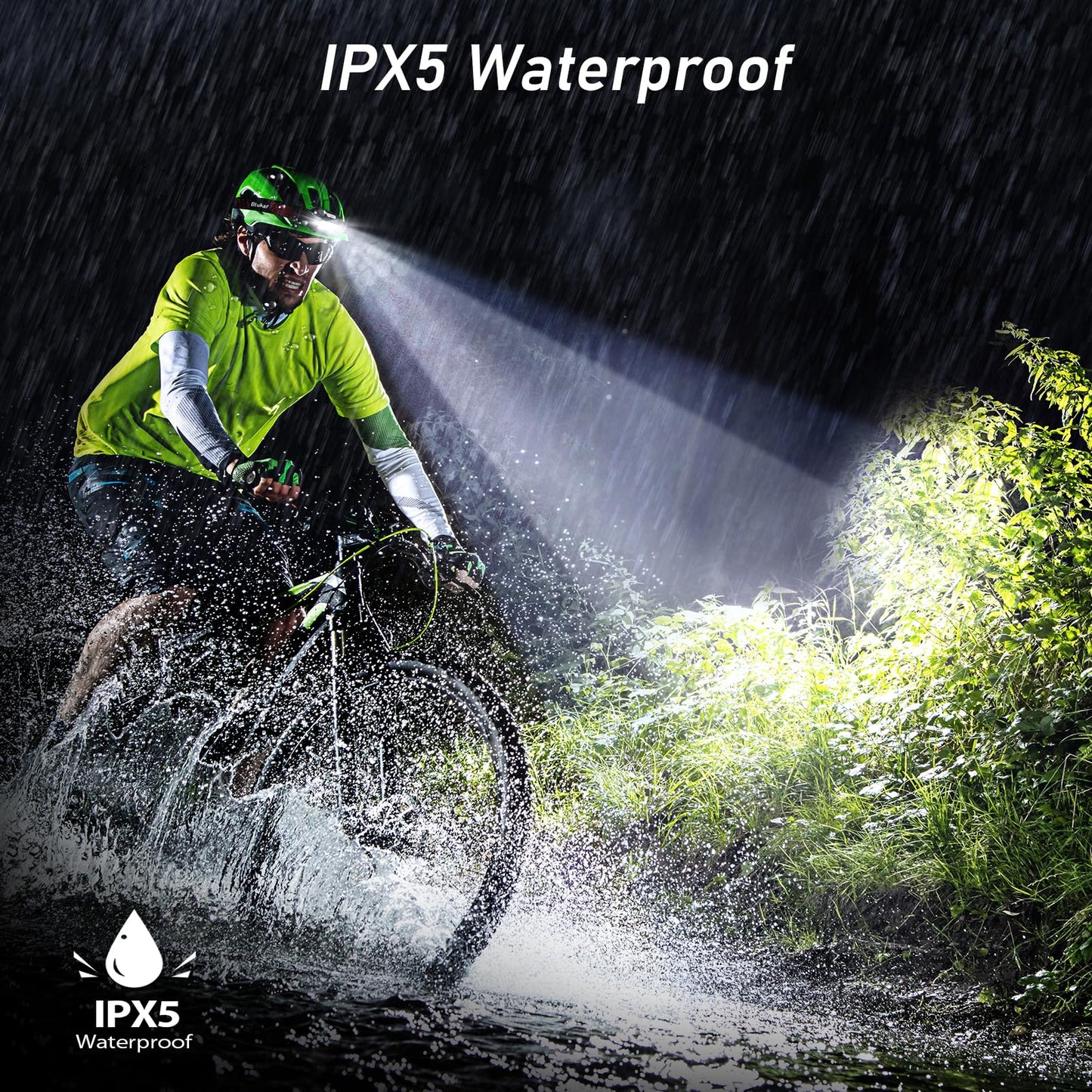 Blukar Headlamp Rechargeable, 2000L Super Bright LED Head Lamp Headlight with Red Warning Lights and 6 Modes, Motion Sensor Control, IPX5 Waterproof, Lightweight Flashlight for Running, Hiking etc. - Available at All In One Marketplace Canada