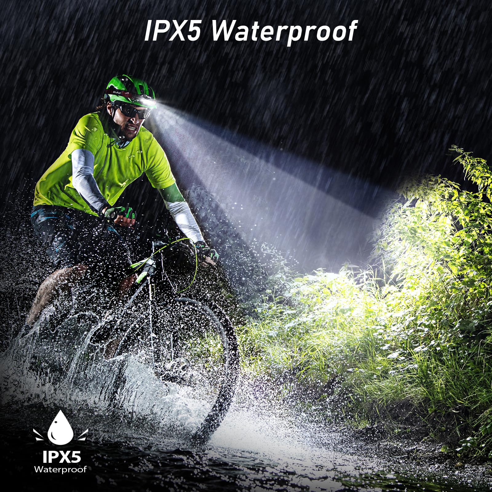 Blukar Headlamp Rechargeable, 2000L Super Bright LED Head Lamp Headlight with Red Warning Lights and 6 Modes, Motion Sensor Control, IPX5 Waterproof, Lightweight Flashlight for Running, Hiking etc. - Available at All In One Marketplace Canada