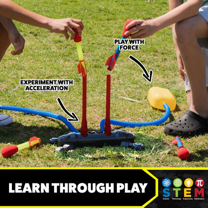 The Original Stomp Rocket Dueling Rockets Launcher, 4 Rockets and Toy Rocket Launcher - Outdoor Rocket STEM Gift for Boys and Girls Ages 6 Years and Up - Great for Outdoor Play Stomp Rocket