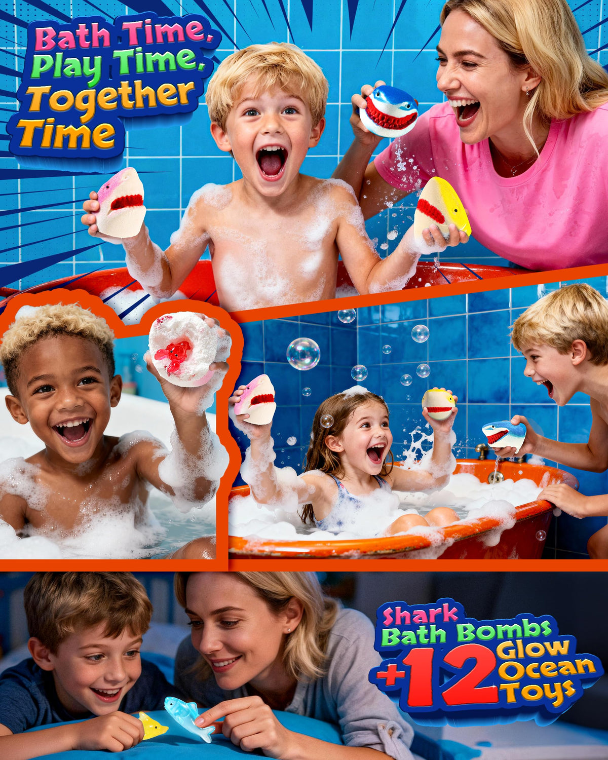 12 Pack Shark Bath Bombs for Kids with Glow-in-The-Dark Ocean Toys Inside 🍁 All In One Marketplace Canada