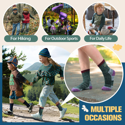 Kids Merino Wool Hiking Socks Boys Toddler Thermal Warm Thick Winter Cushioned Gifts Socks 6 Pairs Stocking Stuffers(Mixed,8-12 Years) 🍁 All In One Marketplace Canada