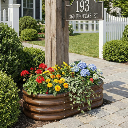 SnugNiture Galvanized Raised Garden Bed Outdoor, 2 Pcs 4x2x1ft Oval Metal Planter Box for Planting Plants Vegetables, Brown - Available at All In One Marketplace Canada