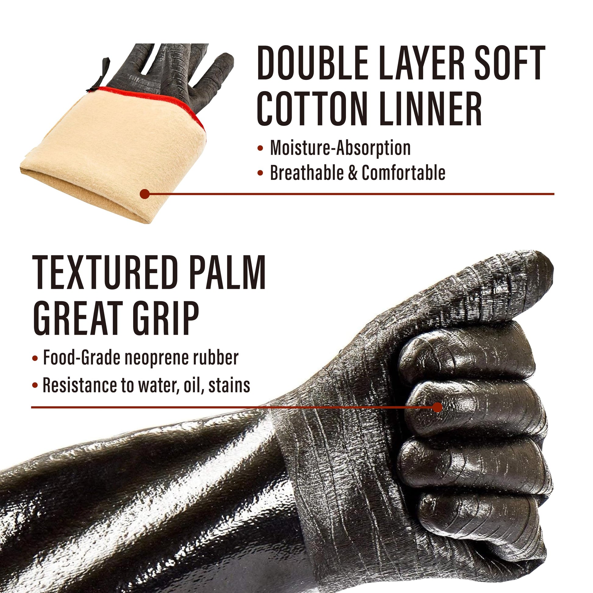 RAPICCA BBQ Grill Gloves, 932°F Heat Resistant Neoprene, 14 in XL - Available at All In One Marketplace Canada