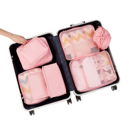 BAGAIL 8 Set Packing Cubes, Lightweight Travel Luggage Organizers with Shoe Bag, Toiletry Bag & Laundry Bag (Blush Pink)