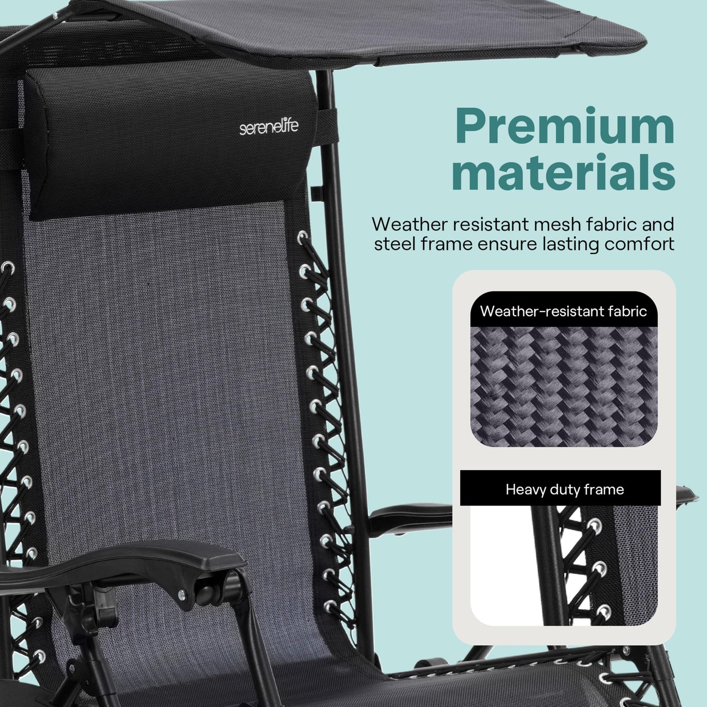 SereneLife Zero Gravity Reclining Chairs Set of 2 – Adjustable Folding Patio & Beach Lounge Chairs with Cup Holder Tray, Removable Padded Headrest, Weather-Resistant SereneLife