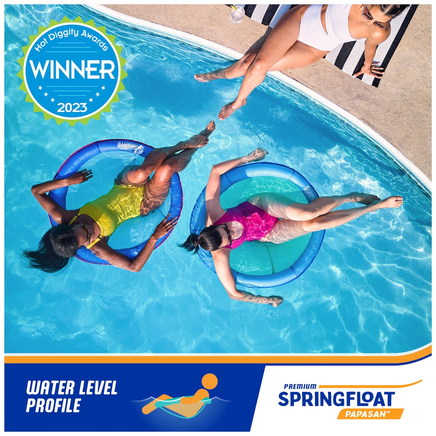 SwimWays Spring Float Premium Papasan Pool Lounger, Inflatable Pool Floats Adult with Fast Inflation for Ages 15 & Up SwimWays