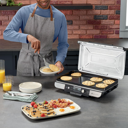 Ninja Sizzle Pro XL 20-Inch Indoor Griddle + Grill, Detachable Ventilated Lid, Grease Control, Ceramic Nonstick Plates, Even Edge-to-Edge Cooking, Extra Large Capacity, Versatile, Silver, GX101C - Available at All In One Marketplace Canada