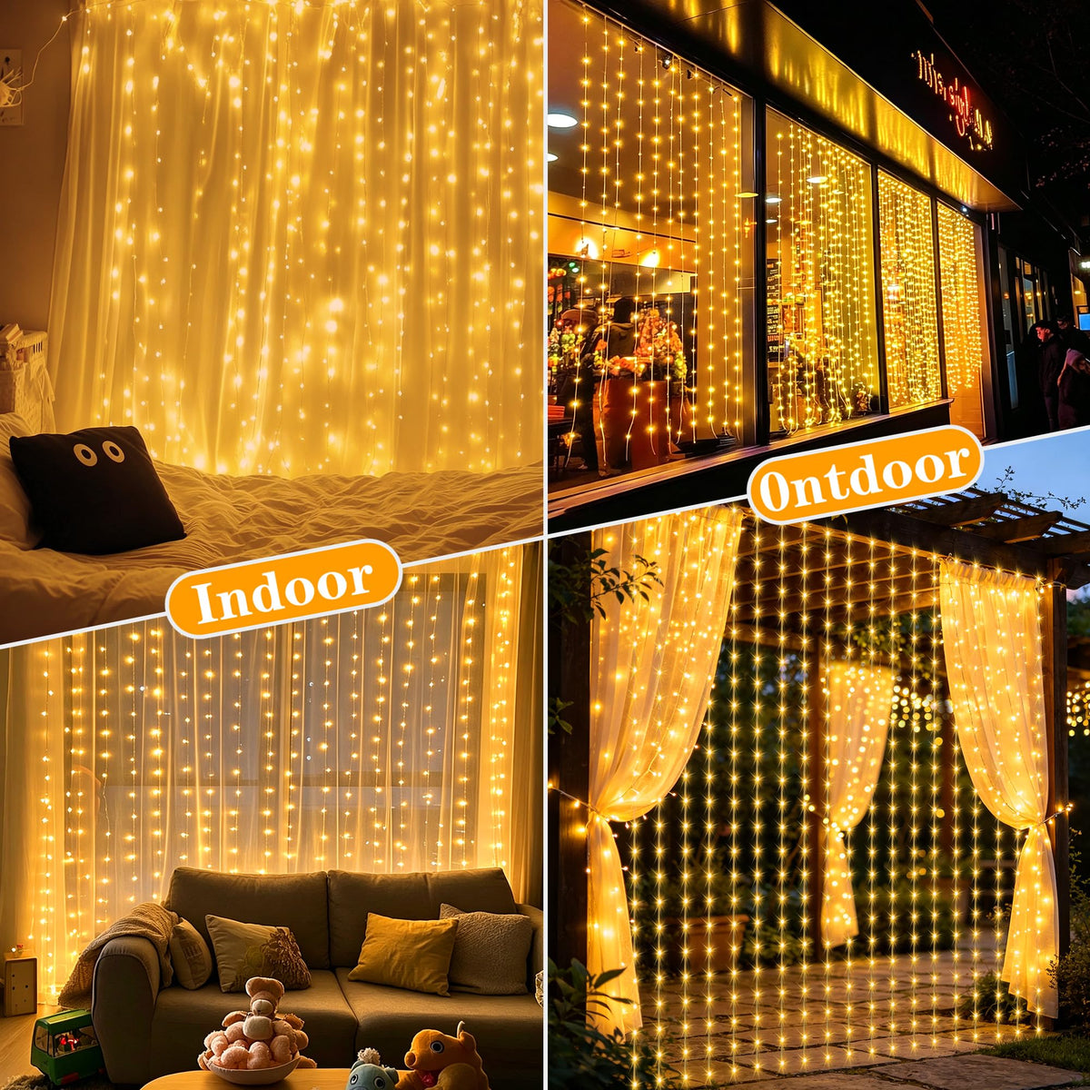 Solar Curtain Lights Outdoor, 300 LED Garden Fairy String Lights 🍁 All In One Marketplace Canada