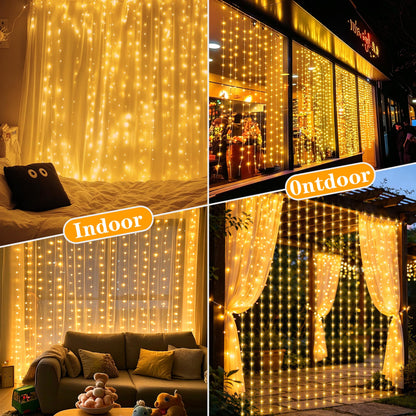 Solar Curtain Lights Outdoor, 300 LED Garden Fairy String Lights 🍁 All In One Marketplace Canada
