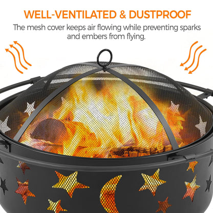 Yaheetech 30in Fire Pits with Poker & Spark Screen Deep Large Fire Bowl Yaheetech