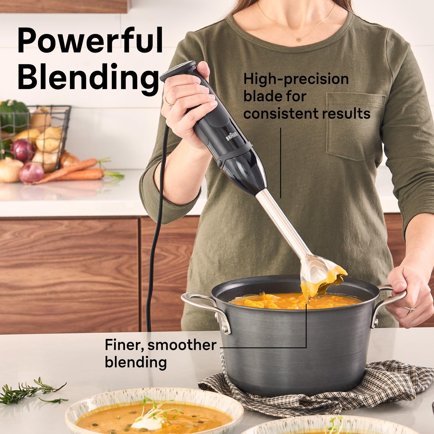 Braun MQ5000 Vario Hand Blender Stick – 21-Speed Immersion Blender Handheld with Turbo Boost, Stainless Steel Blades, SplashControl, EasyClick System, 400W, Mixer for Soups & Smoothies - Available at All In One Marketplace Canada