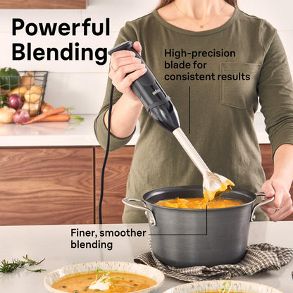 Braun MQ5000 Vario Hand Blender Stick – 21-Speed Immersion Blender Handheld with Turbo Boost, Stainless Steel Blades, SplashControl, EasyClick System, 400W, Mixer for Soups & Smoothies - Available at All In One Marketplace Canada