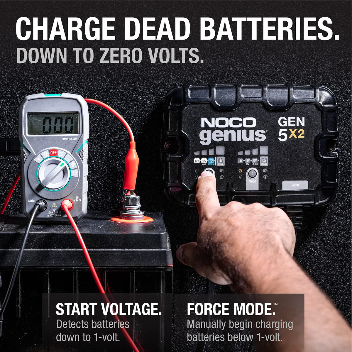 NOCO GEN5X2 12V 10A 2-Bank OnBoard Marine Battery Charger & Maintainer