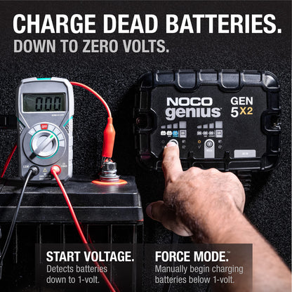 NOCO GEN5X2 12V 10A 2-Bank OnBoard Marine Battery Charger & Maintainer