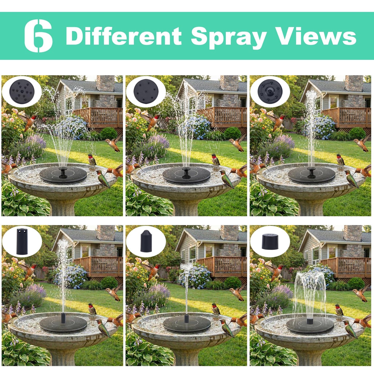 Yeomi Solar Fountain, Floating Solar Water Pump for Bird Bath, Outdoor Water Fountain No Battery or Electricity Needed, Easy to Use for Garden, Pond, Patio