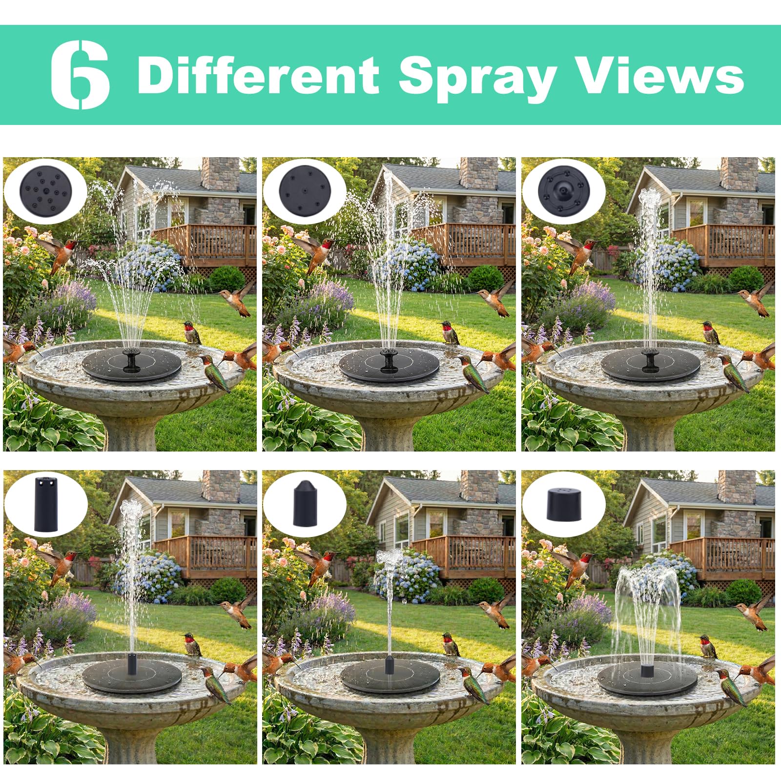 Yeomi Solar Fountain, Floating Solar Water Pump for Bird Bath, Outdoor Water Fountain No Battery or Electricity Needed, Easy to Use for Garden, Pond, Patio
