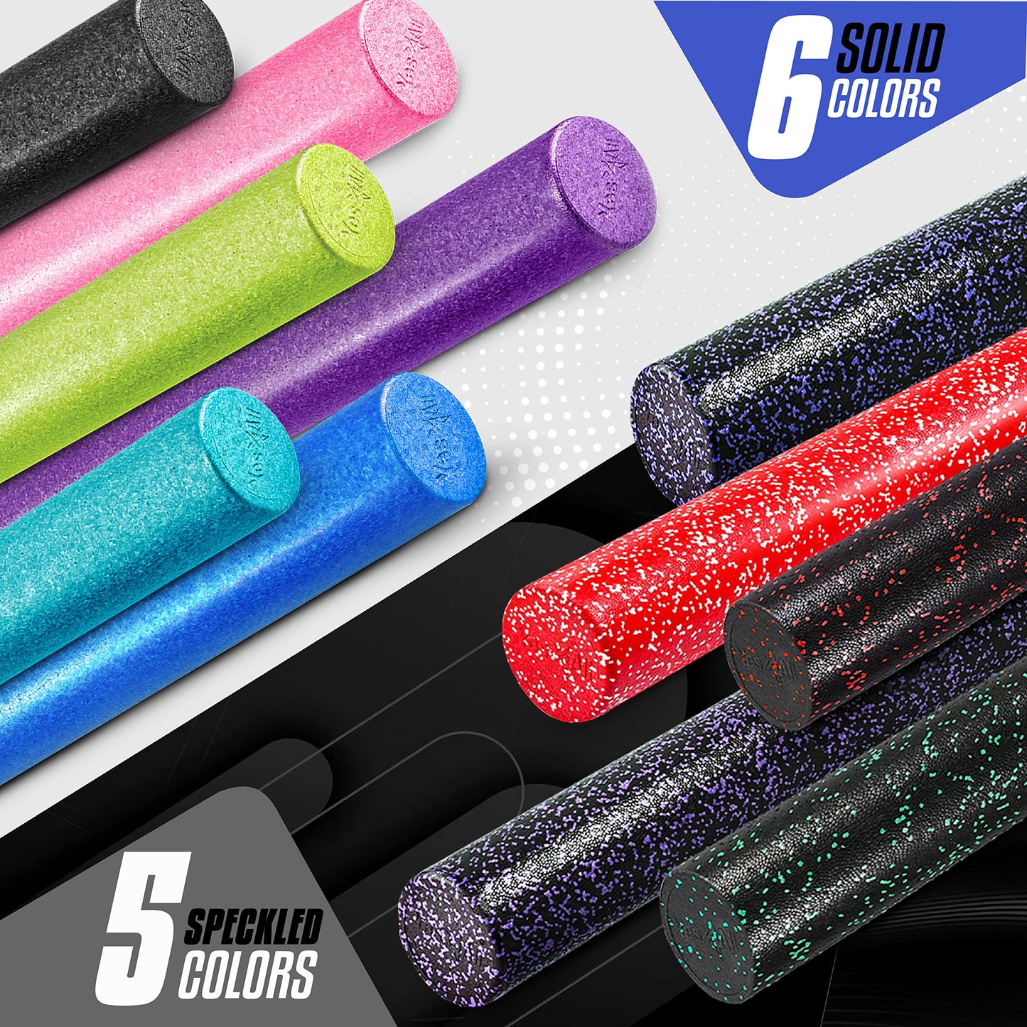 Yes4All High-Density EPP Round Back Roller Foam, Foam Roller for Yoga, Pilates & Stretching - 12, 18, 24, 36 inch