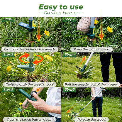 Walensee Weed Puller, Stand Up Weeder Hand Tool, Long Handle Garden Weeding Tool with 3 Claws, Hand Weed Hound Weed Puller for Dandelion, Standup Weed Root Pulling Tool and Picker, Grabber (1 Pack) - Available at All In One Marketplace Canada