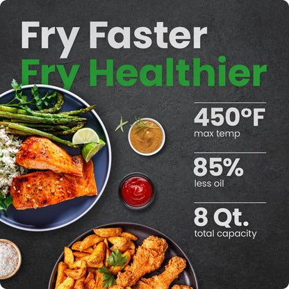 Chefman TurboFry® Touch Air Fryer, XL 8-Qt (7.5L) Family Size, One-Touch Digital Control Presets, French Fries, Chicken, Meat, Fish, Nonstick Dishwasher-Safe Parts, Automatic Shutoff, Stainless Steel - Available at All In One Marketplace Canada