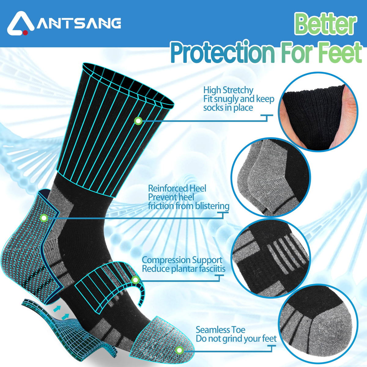 Merino Wool Socks for Men & Women Thermal Warm Winter Hiking Crew Thick Cozy Work Socks Gifts Stocking Stuffes for Mens(Black(4 Pairs)) 🍁 All In One Marketplace Canada