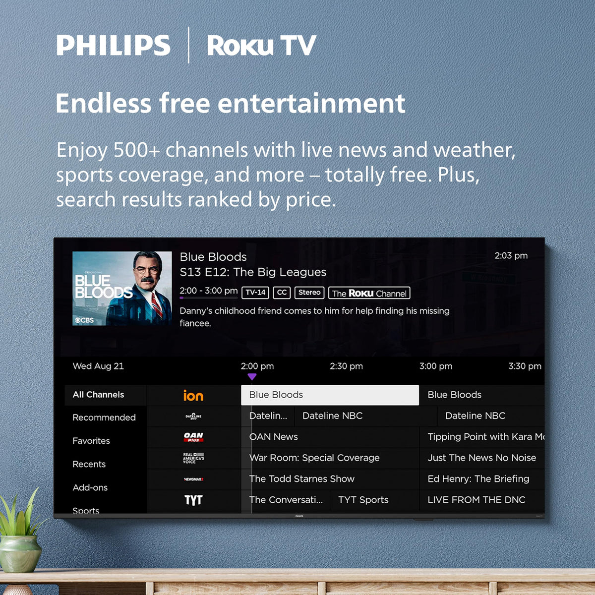 Philips 43PQF7676/F6 7600 Series 43-Inch Full HD QLED Roku TV