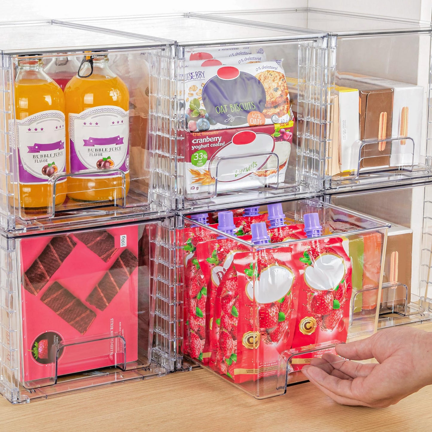 Vtopmart 4 Pack Large Stackable Storage Drawers,Clear Acrylic Drawer Organizers with Handles, Easily Assemble for Bathroom,Kitchen Undersink,Cabinet,Closet,Makeup,Pantry Organization and Storage - Available at All In One Marketplace Canada