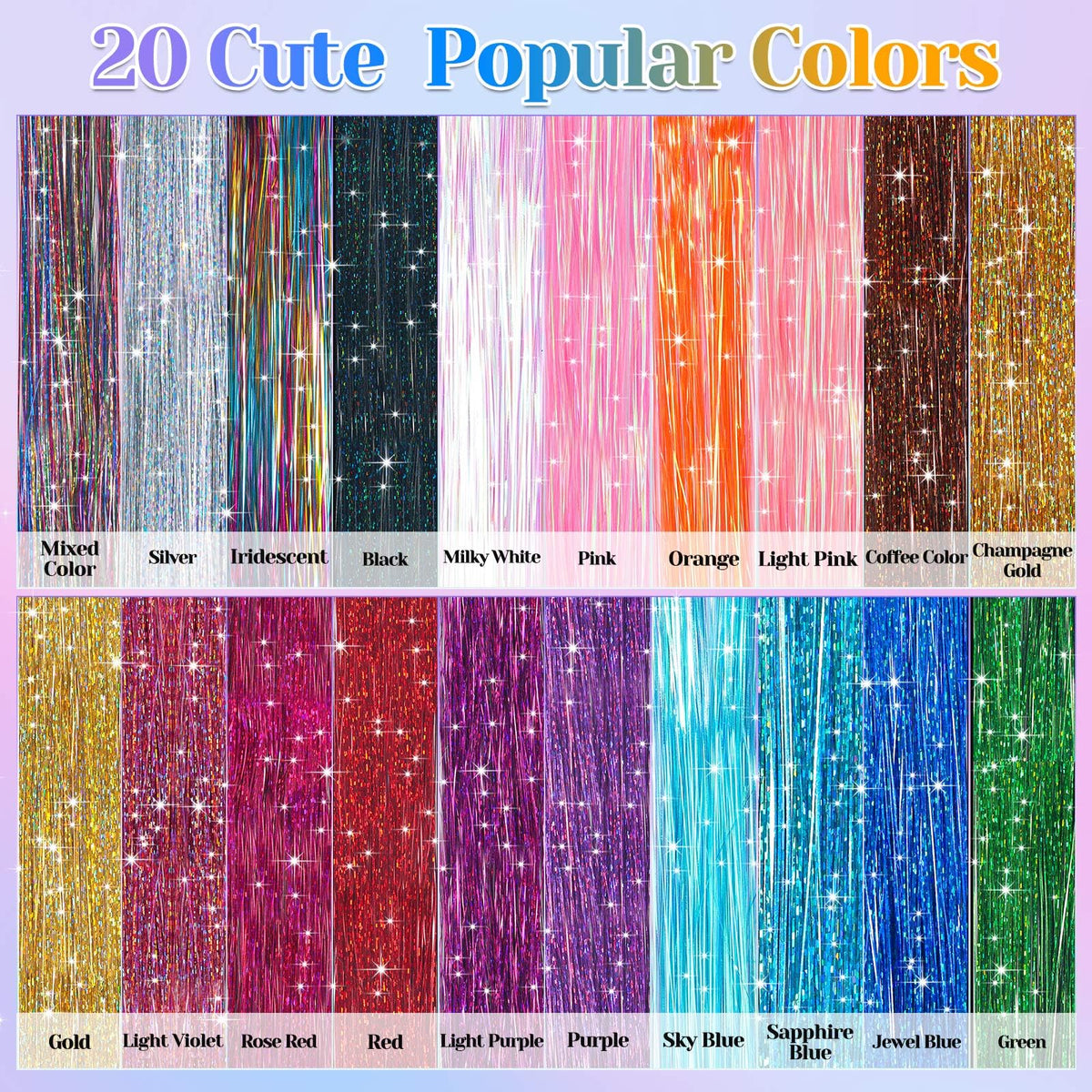 Fairy Hair Tinsel Kit 4000 Hair Glitter Strands 48 Inch Heat Resistant Tinsel Hair Extensions 20 Colors Sparkling Shiny Highlights Hair Tinsel with Tools for Christmas Halloween New Year Cosplay Party' specified 🍁 All In One Marketplace Canada
