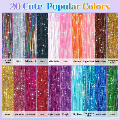 Fairy Hair Tinsel Kit 4000 Hair Glitter Strands 48 Inch Heat Resistant Tinsel Hair Extensions 20 Colors Sparkling Shiny Highlights Hair Tinsel with Tools for Christmas Halloween New Year Cosplay Party' specified 🍁 All In One Marketplace Canada