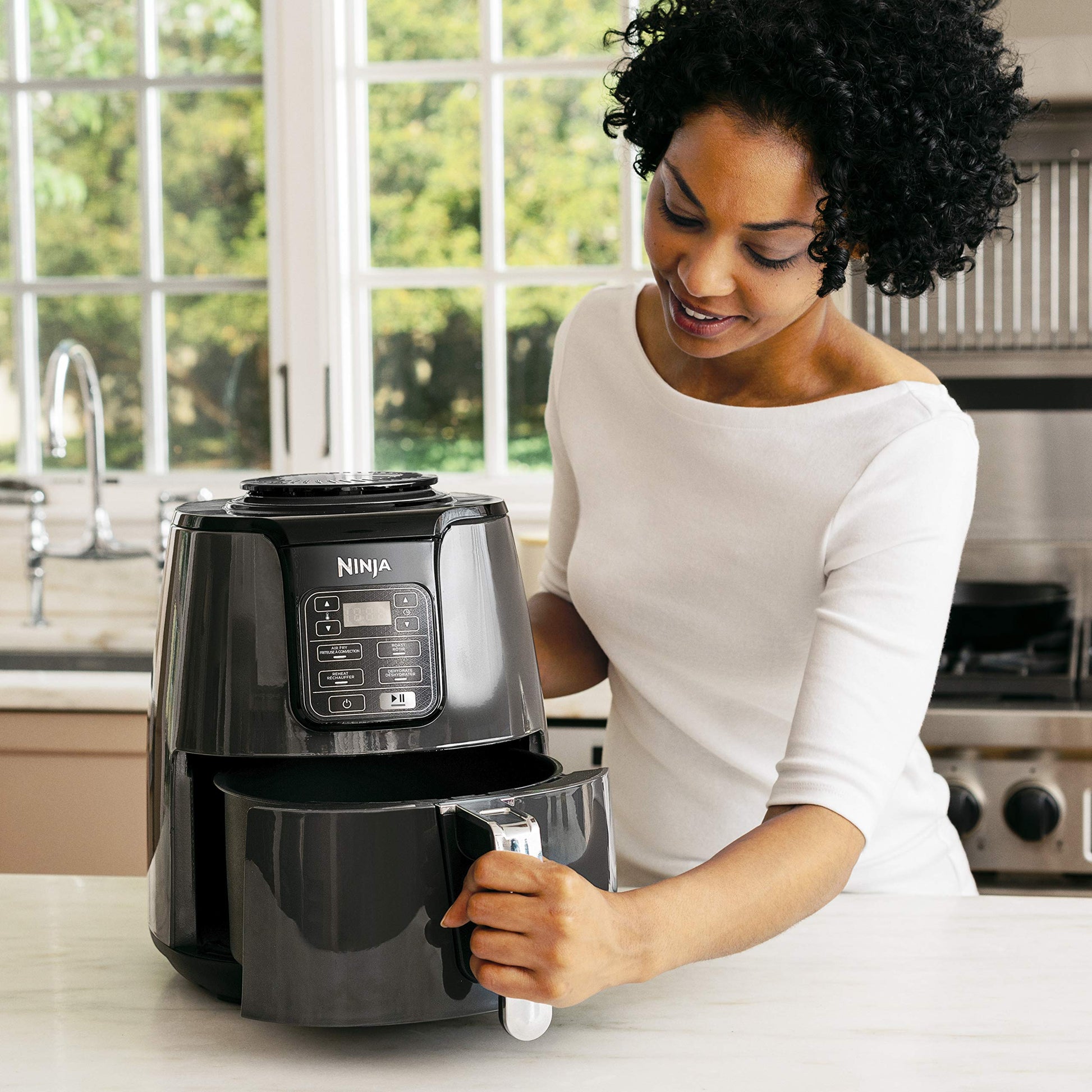 Ninja AF100C Air Fryer, 4-Qt Capacity, Non-Stick, Air Fry, Roast, Reheat, Dehydrate, Charcoal Grey (Canadian Version) - Perfect for Nutritional Cooking with Air Fryer Accessories - Available at All In One Marketplace Canada