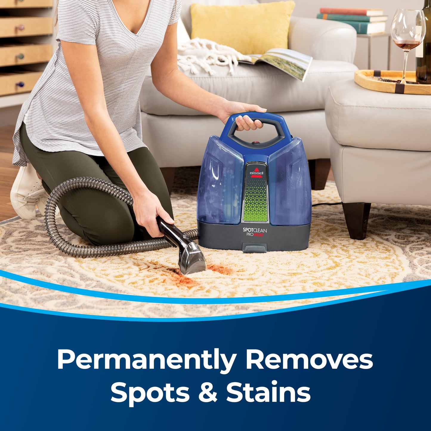 Bissell - Portable Carpet Cleaner - SpotClean ProHeat - For carpet and upholstery - Tough Stain and 3-in-1 Stair Tool and - HydroRinse Self-Cleaning