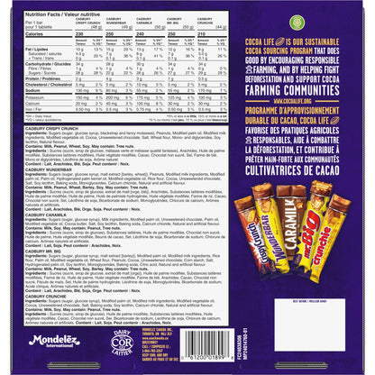Cadbury 18-Bar Chocolate Variety Pack with Caramilk, Mr. Big, Wunderbar, Crunchie & Crispy Crunch - 880g